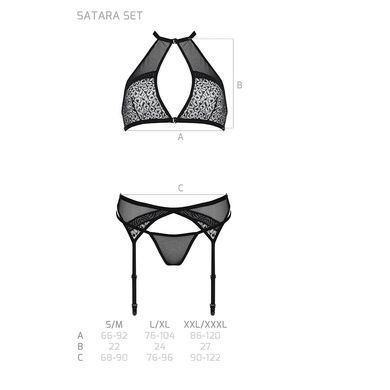 Комплект белья Passion SATARA SET S/M red, топ, пояс для чулок, стринги
