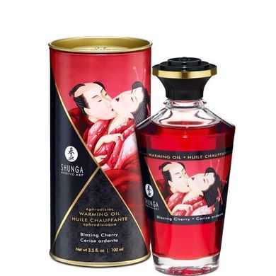 Разогревающее масло Shunga Aphrodisiac Warming Oil - Blazing Cherry (100 мл) без сахара, вкусный