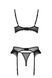 Комплект Passion KERRIA SET WITH OPEN BRA black, XXL/XXXL, бюстгальтер с открытой чашкой, стринги, пояс для чулок