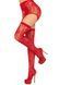 Комплект Leg Avenue Lace thigh highs & garterbelt, One Size, красный, чулки и пояс с пажами