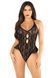 Боди Leg Avenue Lace Floral Lace Halter Teddy with Flutter Accent One Size, Black