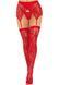 Комплект Leg Avenue Lace thigh highs & garterbelt, One Size, красный, чулки и пояс с пажами