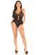Боди Leg Avenue Lace Floral Lace Halter Teddy with Flutter Accent One Size, Black
