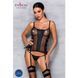 Сітчастий корсет з люверсами та знімними пажами Passion MALWIA CORSET L/XL black, екошкіра, стрінги
