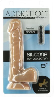 Гибкий фаллоимитатор на присоске ADDICTION &mdash; ANDREW 8&Prime; Silicone Dong &mdash; Caramel, вибропуля в подарок
