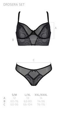Комплект Passion DROSERA SET black, L/XL, сітка+мереживо, бюстьє та трусики танга