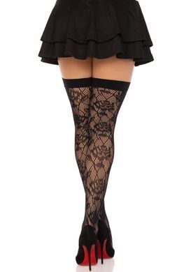 Панчохи Leg Avenue Wild rose net thigh highs One Size