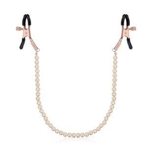 Затискачі для сосків з перлинним ланцюжком Rosy Gold - Nipple Clamps Pearls