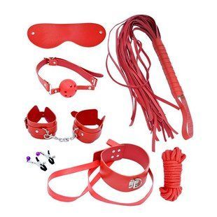 Набір MAI BDSM STARTER KIT N&ordm;75: батіг, кляп, наручники, маска, нашийник з повідцем, мотузка, затиск