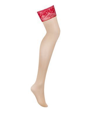 Панчохи під пояс із широким мереживом Obsessive Lacelove stockings M/L