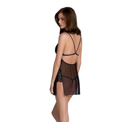 Сорочка Passion DELIENA CHEMISE S/M black, стрінги із заниженою талією