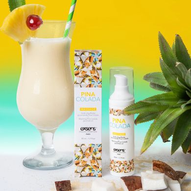 Массажное масло EXSENS Pina Colada 50мл разогревающее, без сахара, без парабенов, съедобное