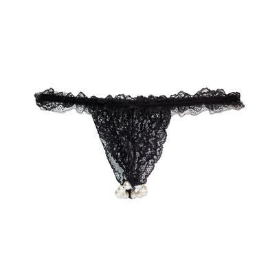Набір Intt BRAZILIAN PANTY BLACK: трусики на зав&rsquo;язках S-XL з перлинним кільцем + полунична змазка