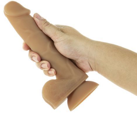 Гибкий фаллоимитатор на присоске ADDICTION &mdash; ANDREW 8&Prime; Silicone Dong &mdash; Caramel, вибропуля в подарок