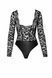 Боди Noir Handmade F296 Psyche, XL, кружево, длинный рукав, низ под латекс, с доступом