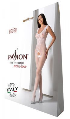 Бодистокинг с крыльями Passion BS098 One Size, white, средняя сетка, открытый доступ