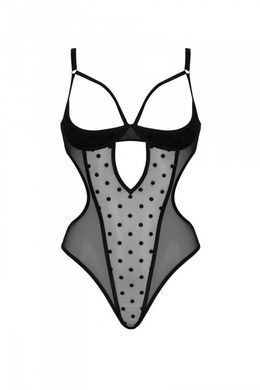 Еротичне боді Passion MARINA BODY, S/M, black, з відкритими чашками