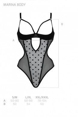 Еротичне боді Passion MARINA BODY, S/M, black, з відкритими чашками
