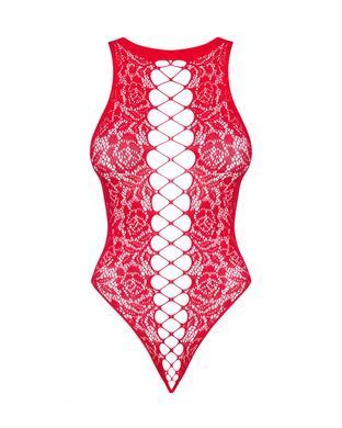 Ажурный бодистокинг с эффектом шнуровки Obsessive B120 teddy red S/M/L, красный