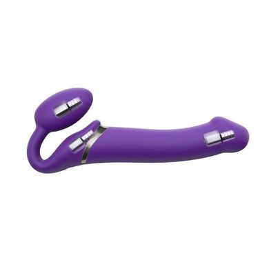 Безремневой страпон с вибрацией Strap-On-Me Vibrating Violet L, диаметр 3,7см, пульт ДУ, регулируемы