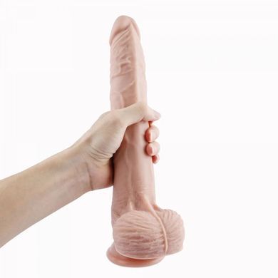 Фаллоимитатор 11.8&Prime; с вибрацией для секс-машин Hismith Silicone Dildo with Vibe, KlicLok, пульт ДУ