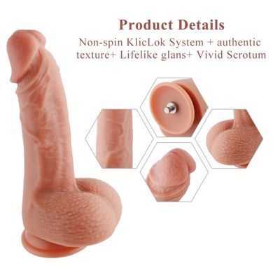 Ультрареалістичний фалоімітатор для секс-машин Hismith 8.3&Prime; 2-layers Silicone Flesh Dildo, 2-шаровий