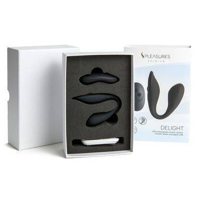 Двойной вибратор S Pleasures Premium Delight, черный, для клитора и точки G, 10 режимов