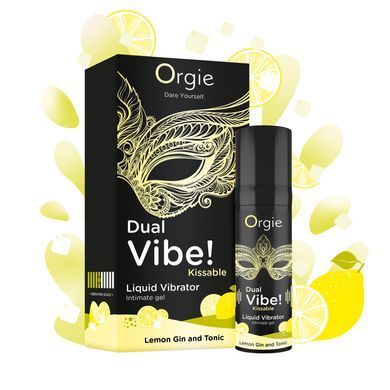 Жидкий вибратор Orgie Dual Vibe! Lemon Gin And Tonic Kissable Liquid Vibrator, 15 мл