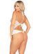 Боди Leg Avenue Lace Floral Lace Halter Teddy with Flutter Accent One Size, White