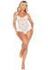 Боди Leg Avenue Lace Floral Lace Halter Teddy with Flutter Accent One Size, White