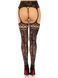 Колготки-чулки Leg Avenue French Rose Backseam Garter Belt Stockings, черные, One Size, с доступом
