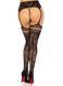 Колготки-чулки Leg Avenue French Rose Backseam Garter Belt Stockings, черные, One Size, с доступом