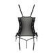 Сетчатый корсет с люверсами и съемными пажами Passion MALWIA CORSET S/M, black, эко-кожа, стринги