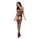 Бодістокінг Passion BS050 black, комбінезон, імітація панчох і пояса