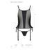 Сетчатый корсет с люверсами и съемными пажами Passion MALWIA CORSET S/M, black, эко-кожа, стринги