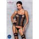 Сетчатый корсет с люверсами и съемными пажами Passion MALWIA CORSET S/M, black, эко-кожа, стринги