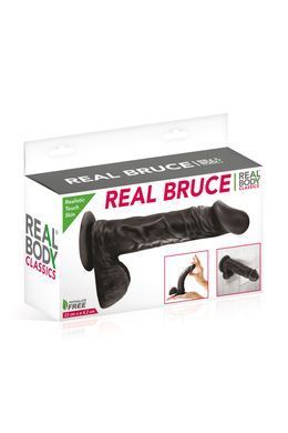 Фалоімітатор на присосці Real Body &mdash; Real Bruce Black, TPE, діаметр 4,2 см