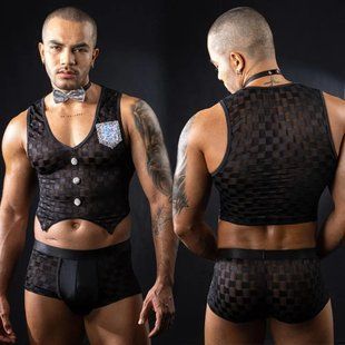 Мужской эротический костюм официанта JSY &laquo;Обаятельный Михаэль&raquo; One Size, топ, трусы, бабочка
