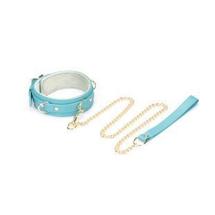 Ошейник с поводком Liebe Seele Blue Lamb Leather Collar with Velvet Lining