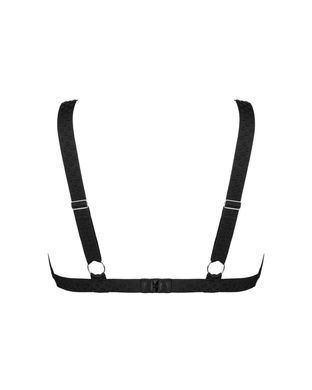(SALE) Мереживний бюстгальтер із трикутною чашкою Obsessive Estiqua bra M/L, чорний, широкі лямки