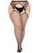 Чулки Leg Avenue Stokings with O-ring Attached Garter Belt, 1X/2X, черные, в сетку, имитация пояса