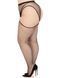 Чулки Leg Avenue Stokings with O-ring Attached Garter Belt, 1X/2X, черные, в сетку, имитация пояса