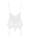 Сатиновый кружевной корсет Obsessive 810-COR-2 babydoll & thong L/XL, белый, корсет, танга