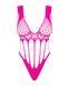 Сетчатый бодистокинг с продольными вырезами Obsessive B121 teddy S/M/L, розовый