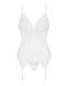 Сатиновый кружевной корсет Obsessive 810-COR-2 babydoll & thong L/XL, белый, корсет, танга