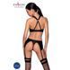 Сетчатый набор с узором, бюстгальтер, трусики, пояс для чулок Passion HIMA SET XXL/XXXL black
