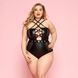 Сексуальне боді JSY &laquo;Пристрасна Лорейн&raquo; Plus Size Black, люверси, стрепи, екошкіра, шнурівка