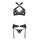 Сетчатый набор с узором, бюстгальтер, трусики, пояс для чулок Passion HIMA SET XXL/XXXL black