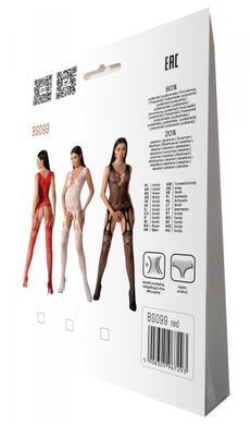 Бодістокінг з плетінням на грудях Passion BS099 One Size, red, відкритий доступ, імітація підв&rsquo;язок