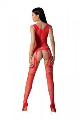 Бодістокінг з плетінням на грудях Passion BS099 One Size, red, відкритий доступ, імітація підв&rsquo;язок